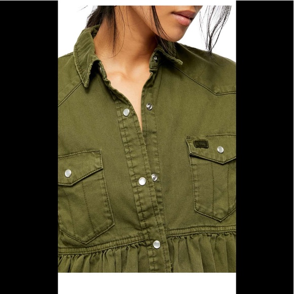 Free People Dylan button down Babydoll top - Picture 3 of 7